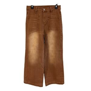 Sidefeel Womens Size 8 Baggy Jeans Wide Leg Stretchy Jeans - Brown Denim